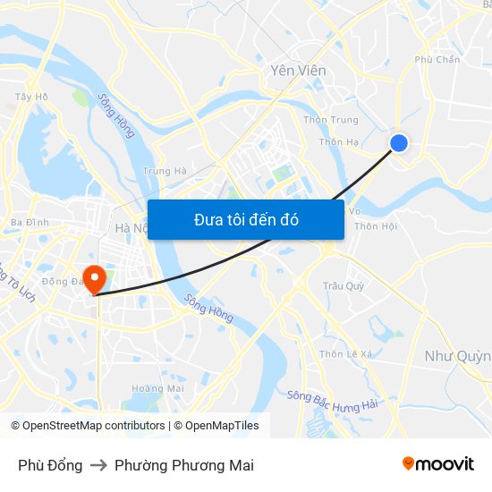 Phù Đổng to Phường Phương Mai map