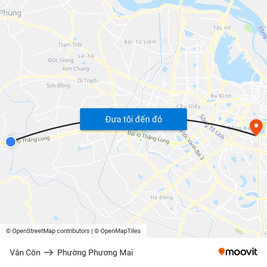 Vân Côn to Phường Phương Mai map