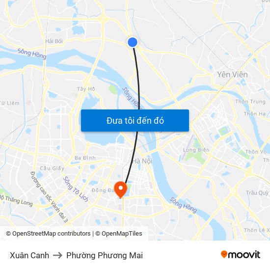 Xuân Canh to Phường Phương Mai map