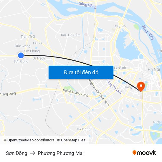 Sơn Đồng to Phường Phương Mai map
