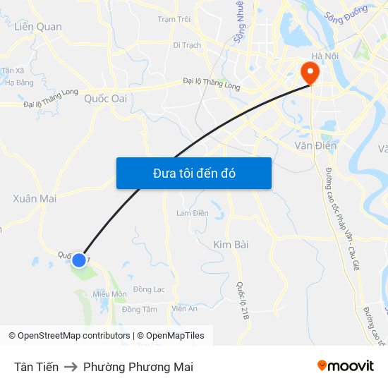 Tân Tiến to Phường Phương Mai map