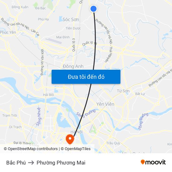 Bắc Phú to Phường Phương Mai map