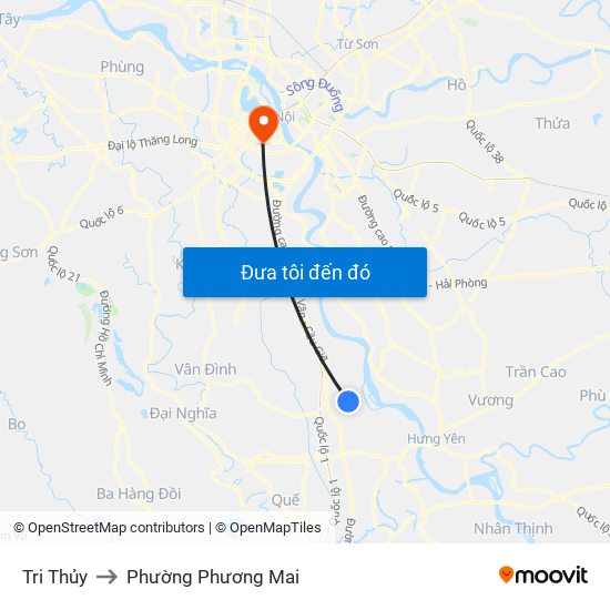 Tri Thủy to Phường Phương Mai map