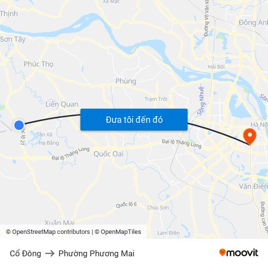 Cổ Đông to Phường Phương Mai map