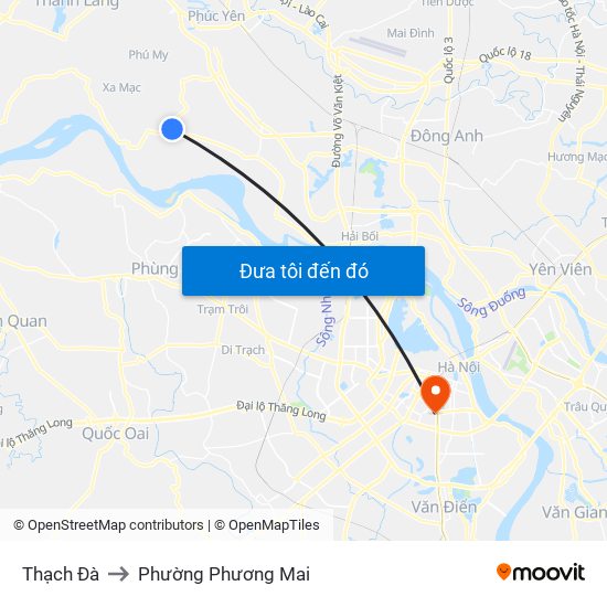 Thạch Đà to Phường Phương Mai map