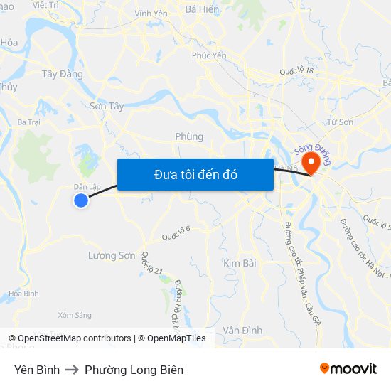 Yên Bình to Phường Long Biên map