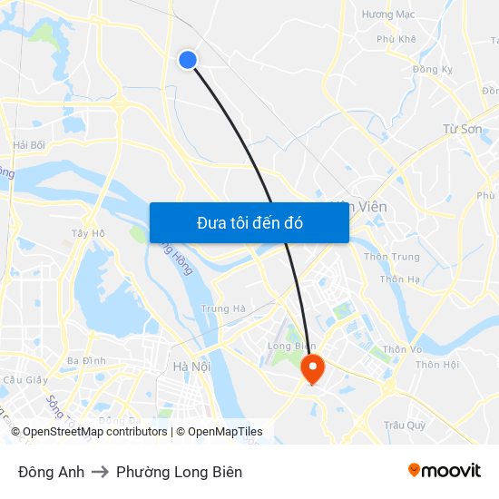 Đông Anh to Phường Long Biên map