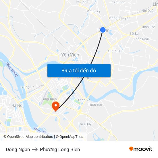Đông Ngàn to Phường Long Biên map