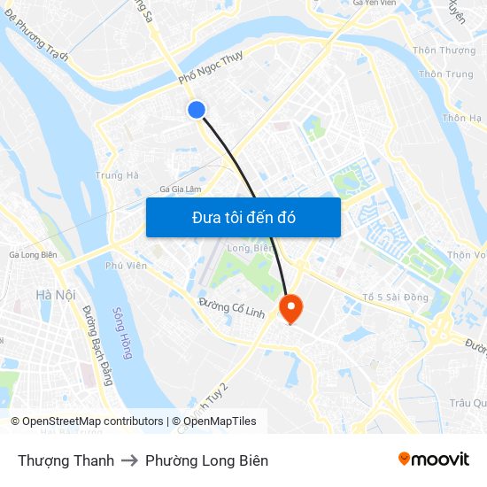 Thượng Thanh to Phường Long Biên map
