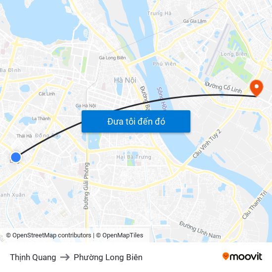 Thịnh Quang to Phường Long Biên map