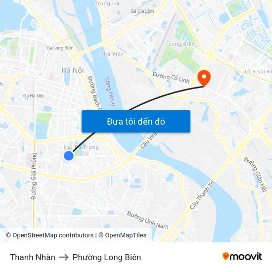 Thanh Nhàn to Phường Long Biên map