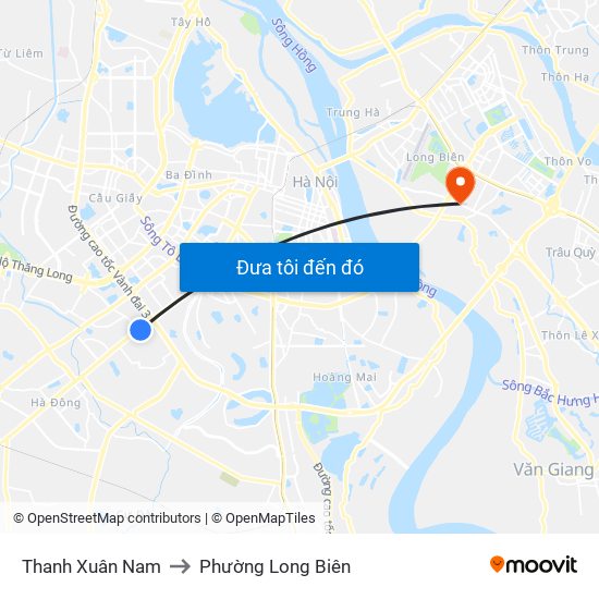 Thanh Xuân Nam to Phường Long Biên map