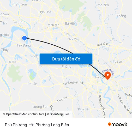 Phú Phương to Phường Long Biên map