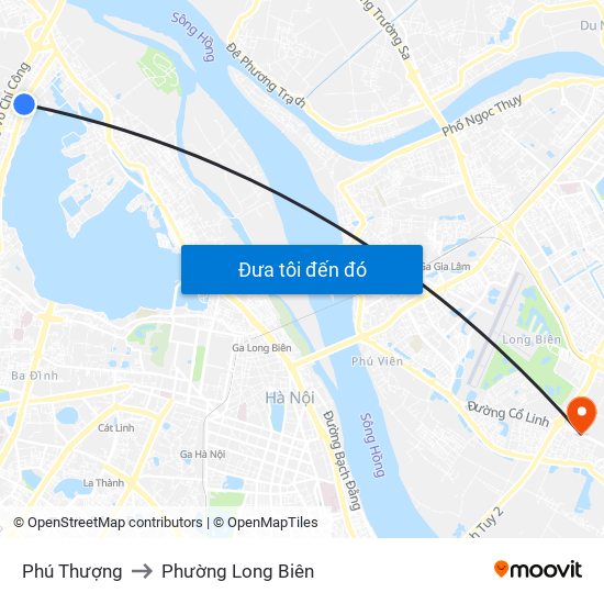 Phú Thượng to Phường Long Biên map