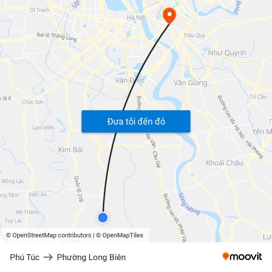 Phú Túc to Phường Long Biên map