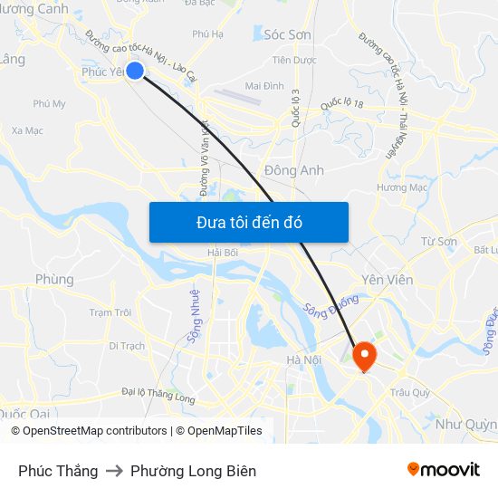 Phúc Thắng to Phường Long Biên map