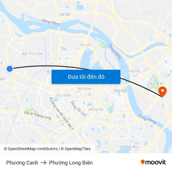 Phương Canh to Phường Long Biên map