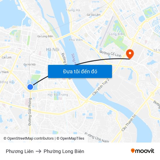 Phương Liên to Phường Long Biên map