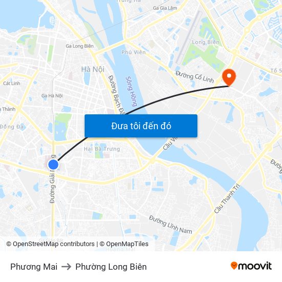 Phương Mai to Phường Long Biên map