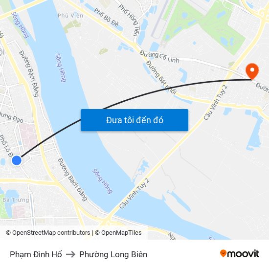 Phạm Đình Hổ to Phường Long Biên map