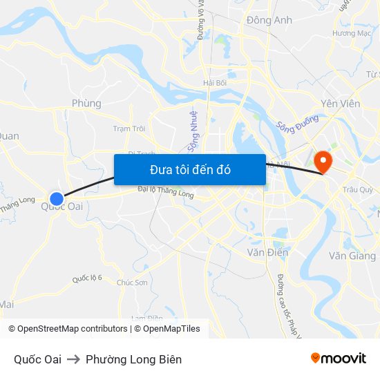 Quốc Oai to Phường Long Biên map