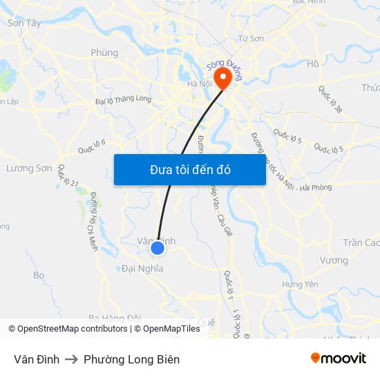 Vân Đình to Phường Long Biên map