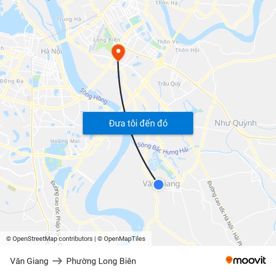 Văn Giang to Phường Long Biên map