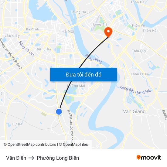 Văn Điển to Phường Long Biên map