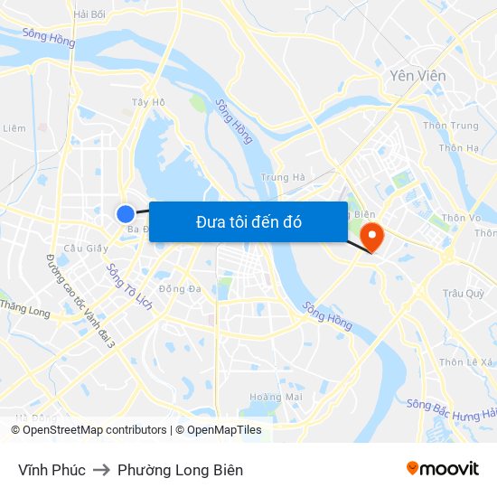 Vĩnh Phúc to Phường Long Biên map
