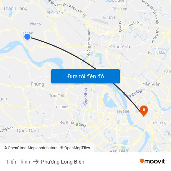 Tiến Thịnh to Phường Long Biên map