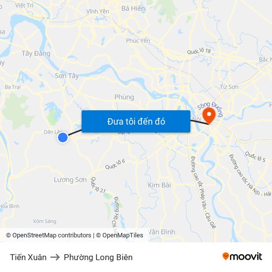 Tiến Xuân to Phường Long Biên map