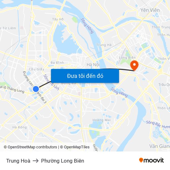 Trung Hoà to Phường Long Biên map