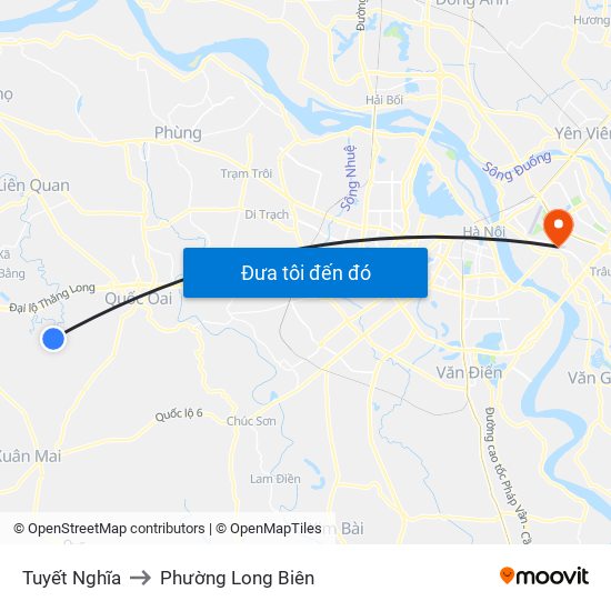 Tuyết Nghĩa to Phường Long Biên map