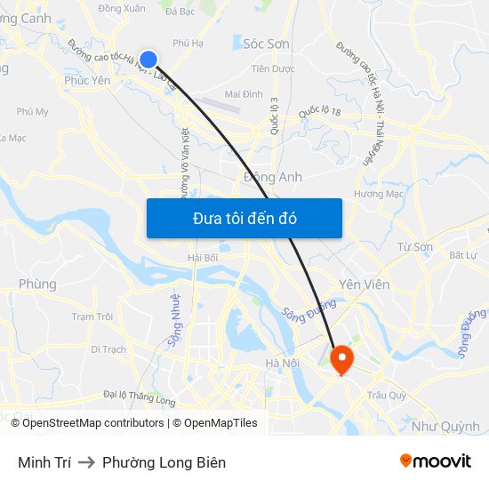 Minh Trí to Phường Long Biên map