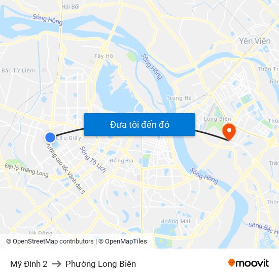 Mỹ Đình 2 to Phường Long Biên map