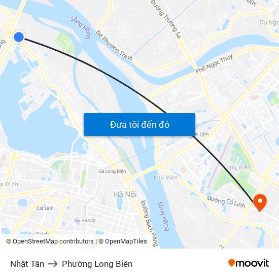 Nhật Tân to Phường Long Biên map