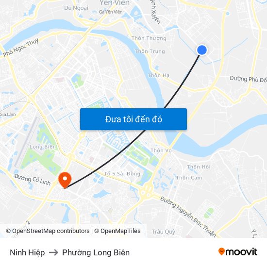 Ninh Hiệp to Phường Long Biên map