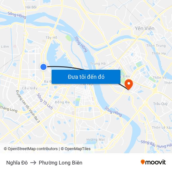 Nghĩa Đô to Phường Long Biên map