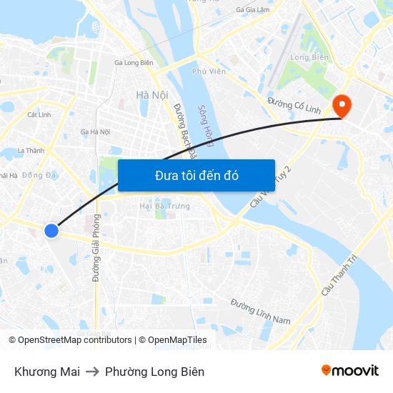 Khương Mai to Phường Long Biên map