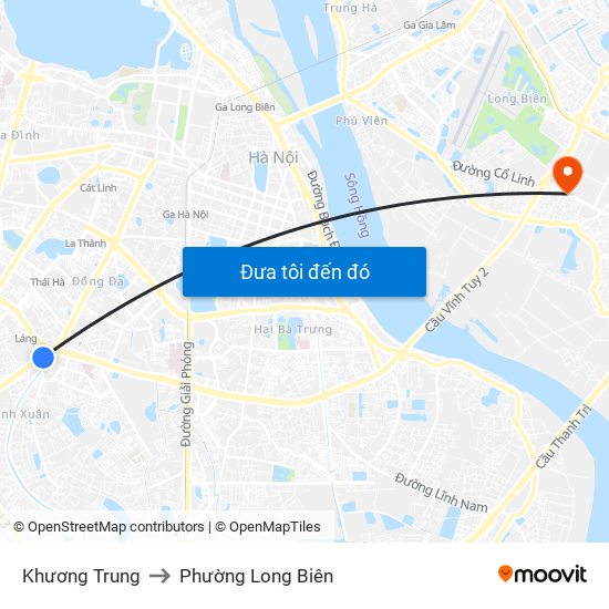 Khương Trung to Phường Long Biên map
