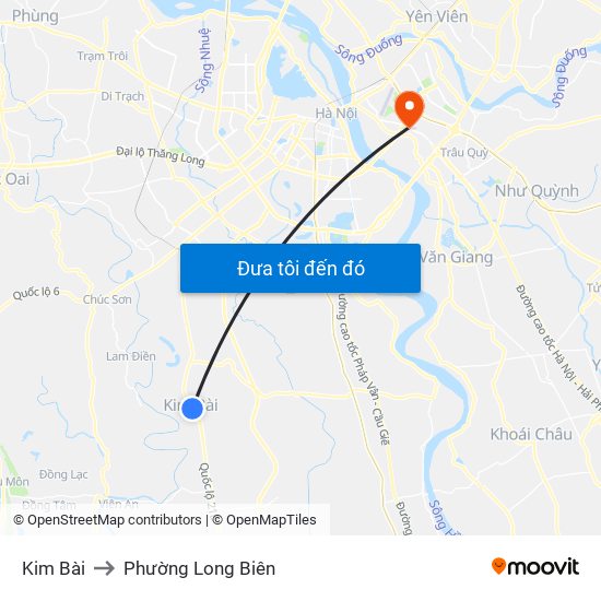Kim Bài to Phường Long Biên map