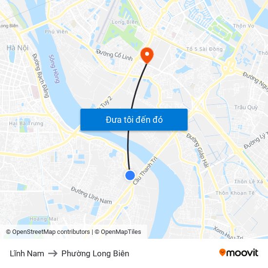 Lĩnh Nam to Phường Long Biên map