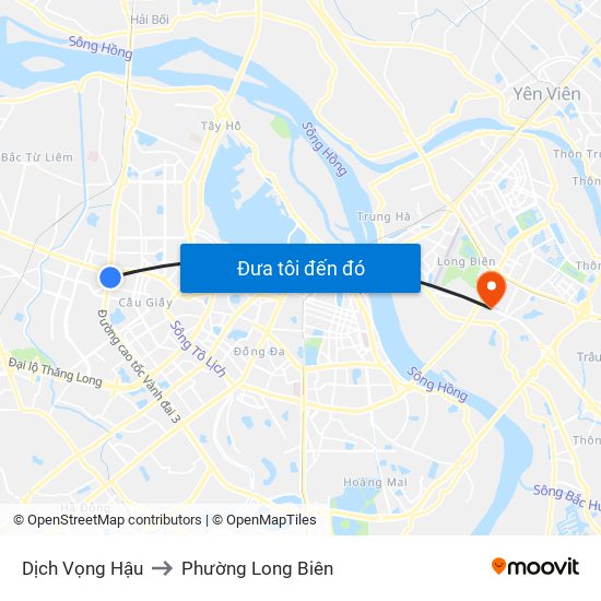 Dịch Vọng Hậu to Phường Long Biên map