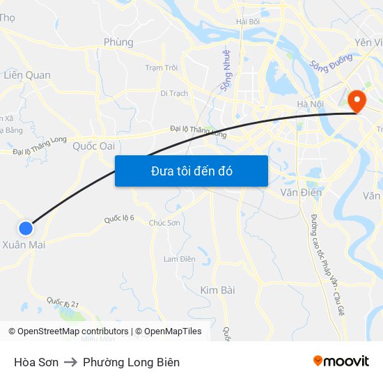 Hòa Sơn to Phường Long Biên map