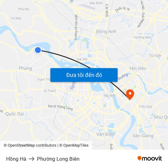 Hồng Hà to Phường Long Biên map