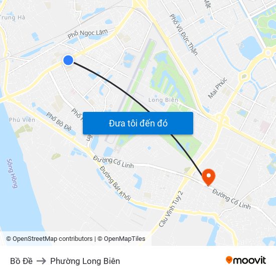 Bồ Đề to Phường Long Biên map