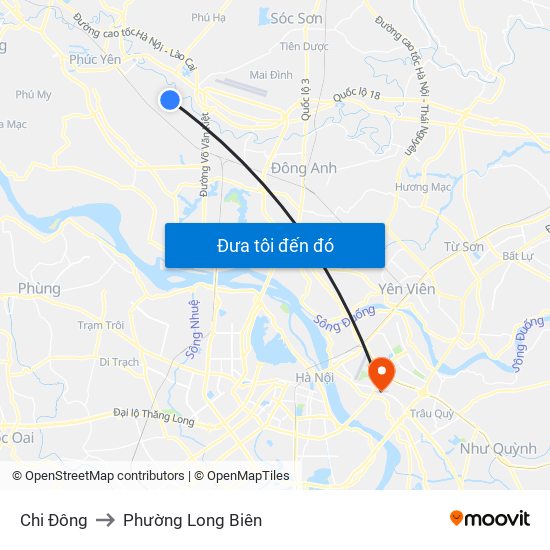 Chi Đông to Phường Long Biên map
