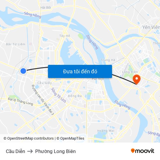 Cầu Diễn to Phường Long Biên map