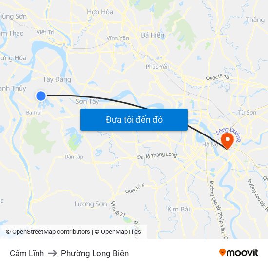 Cẩm Lĩnh to Phường Long Biên map