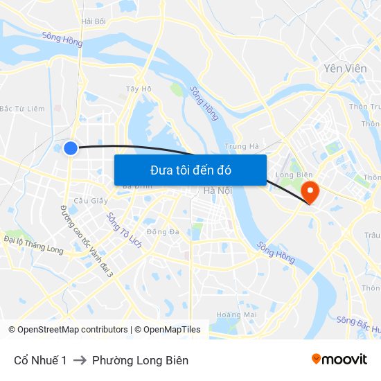 Cổ Nhuế 1 to Phường Long Biên map